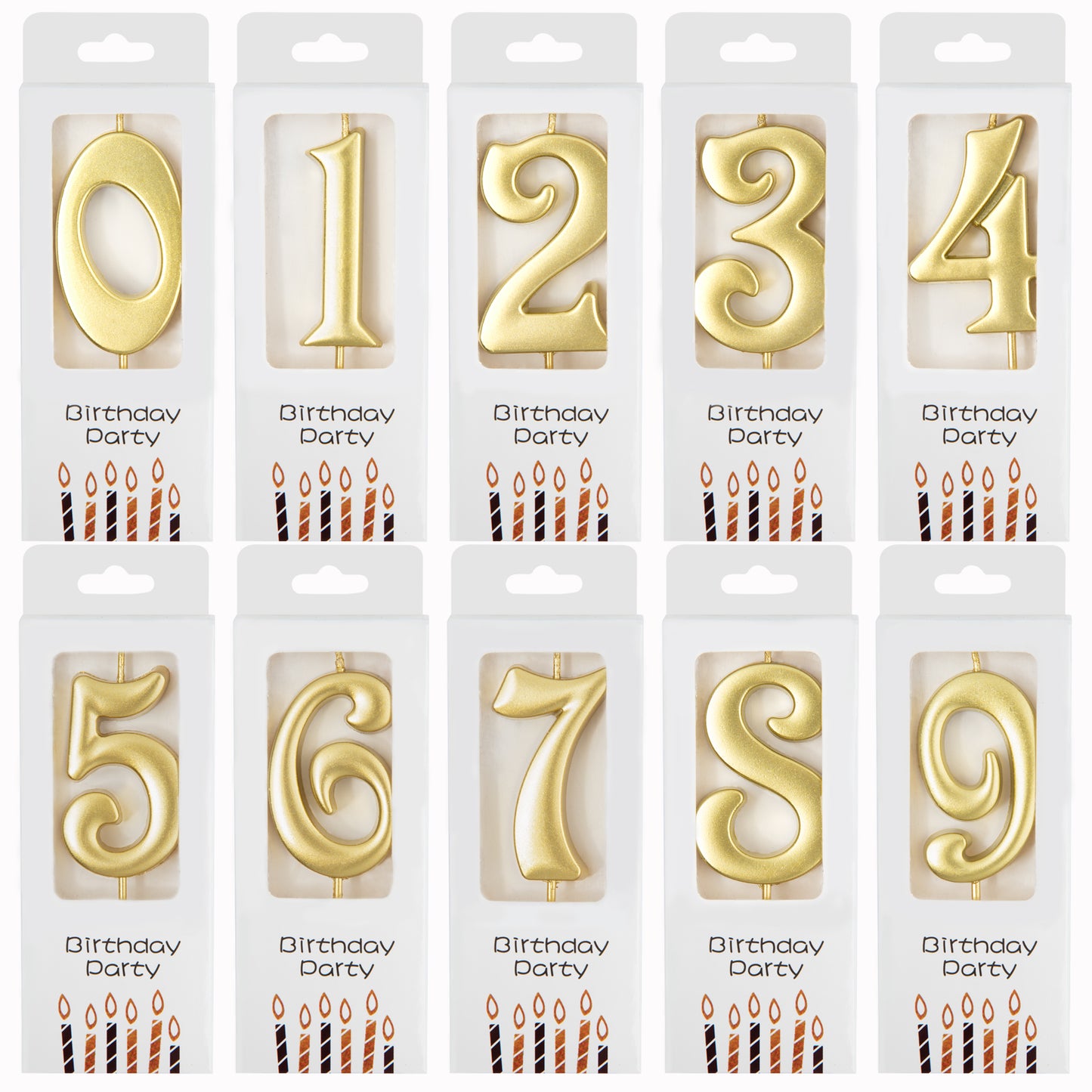 PHD CAKE 10-Count 0-9 Gold Elegant Number