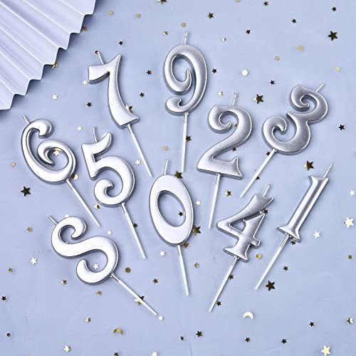 PHD CAKE 10-Count 0-9 Silver Elegant Number