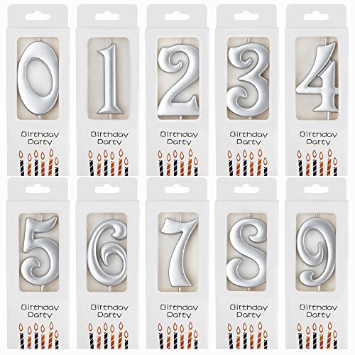 PHD CAKE 10-Count 0-9 Silver Elegant Number